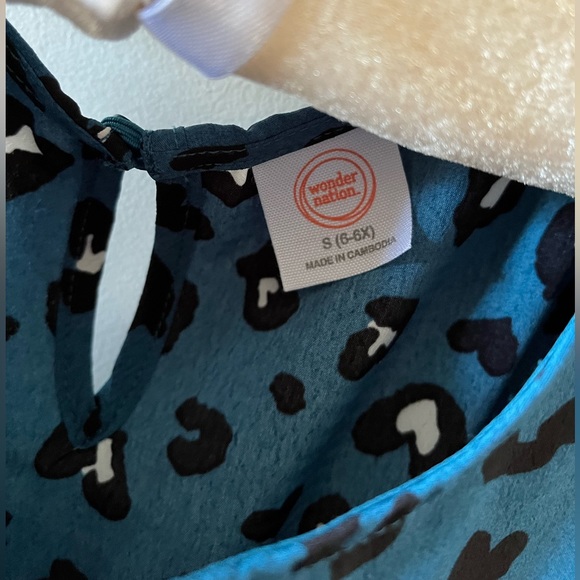 Wonder Nation little girls dress Size S 6-6x blue and black leopard print - Picture 2 of 5